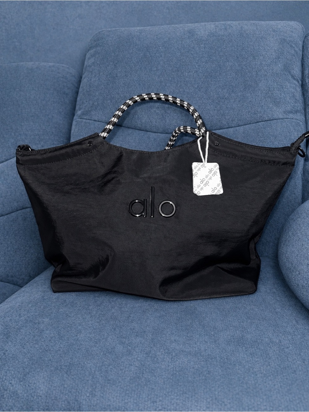 ALO Yoga Black Tote with Contrasting Rope Handles
